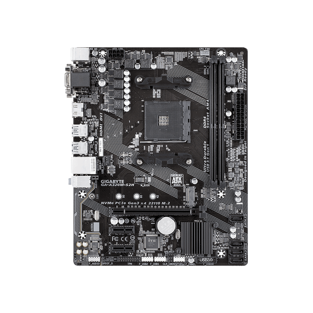 PLACA MADRE GIGABYTE AM4 A320M-S2H V/S/R/DVI/HDMI/M2/DDR4/MATX - Imagen 2