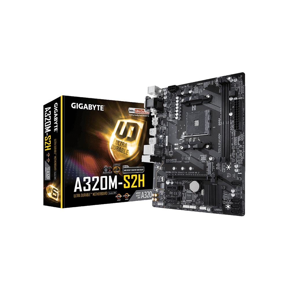 PLACA MADRE GIGABYTE AM4 A320M-S2H V/S/R/DVI/HDMI/M2/DDR4/MATX