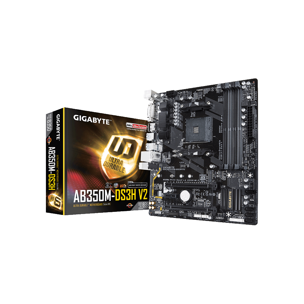 PLACA MADRE GIGABYTE AM4 AB350M-DS3H V2 V/S/R/DVI/HDMI/M2/DDR4/MATX/RGB