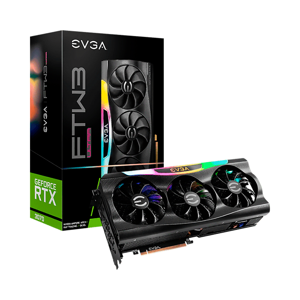 PLACA DE VIDEO EVGA RTX3070 FTW3 ULTRA GAMING 8GB DD6 08G-P5-3767-KR LED ARGB