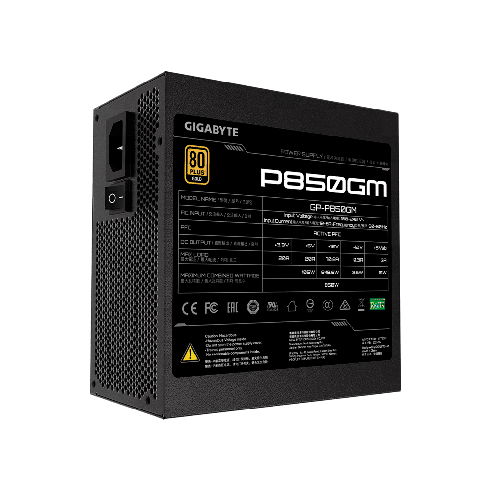 FUENTE GIGABYTE 850W GP-P850GM 80 PLUS GOLD FULL MODULAR - Imagen 3