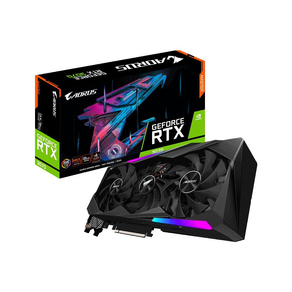 PLACA DE VIDEA GIGABYTE RTX3070 MASTER 8GB DDR6 GV-N3070AORUS M-8GD RGB LCD