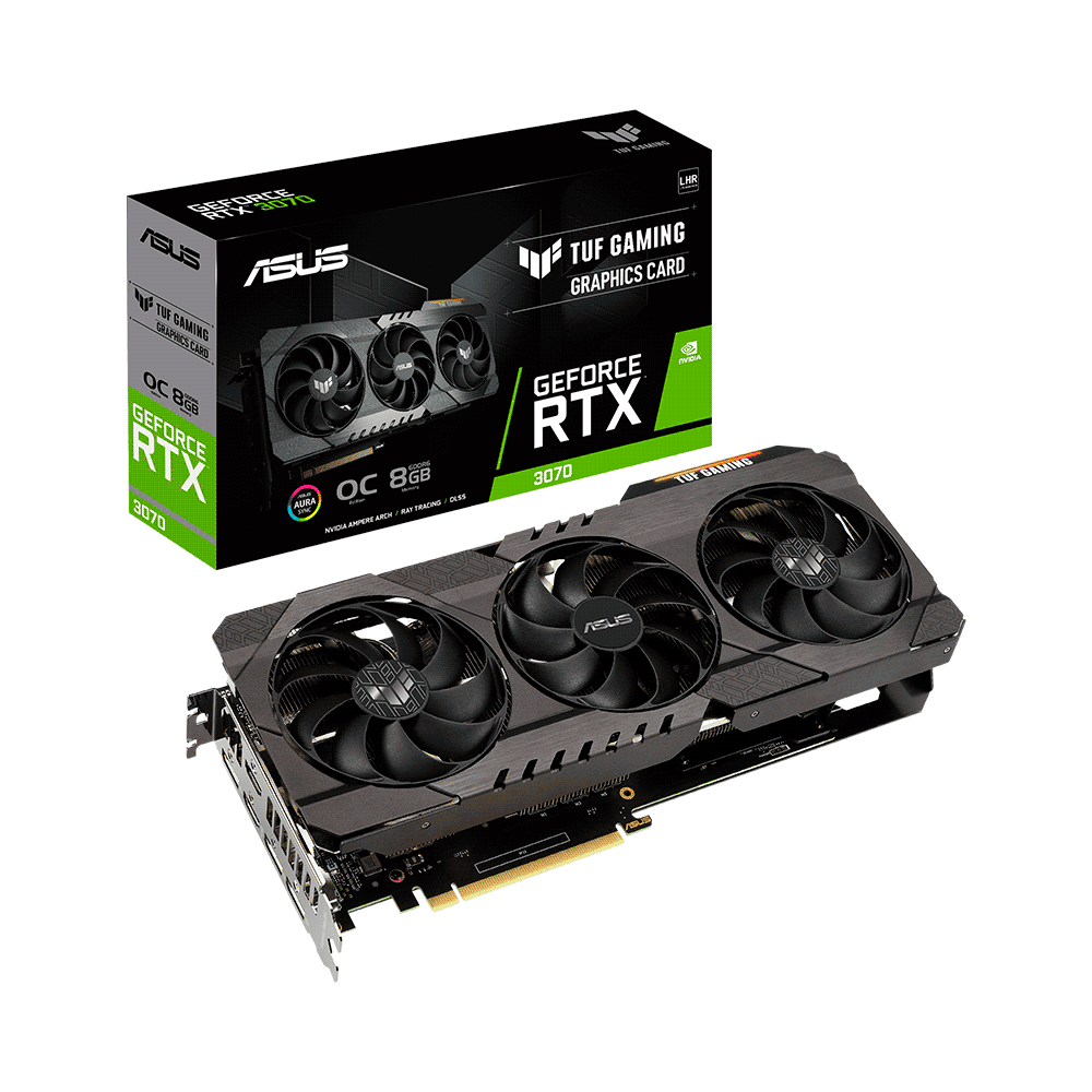 PLACA DE VIDEO ASUS RTX3070 V2 OC 8GB DDR6 TUF-RTX3070-O8G-V2-GAMING LHR