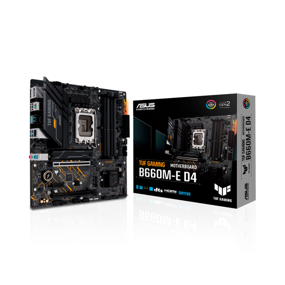 PLACA MADRE ASUS 1700 TUF GAMING B660M-E D4 S/R/HDMI/DP/2M2/DDR4/USB3.2/MATX/AURA