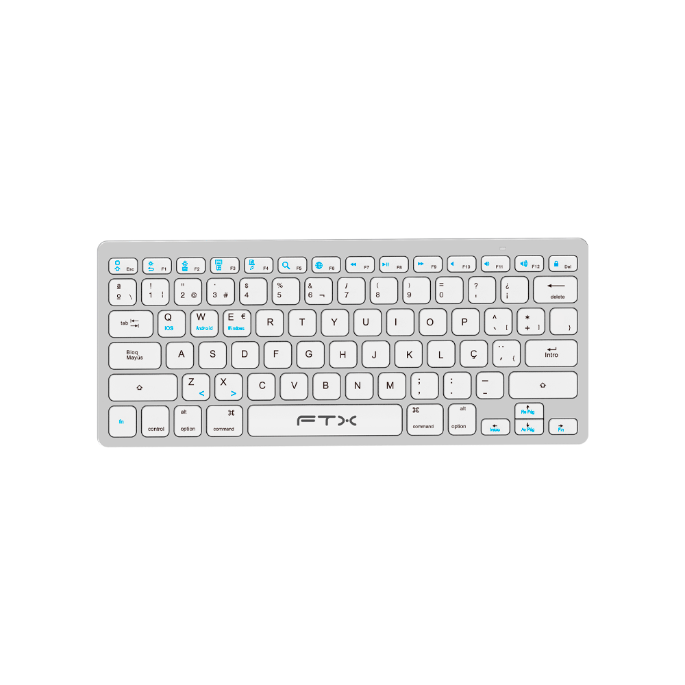 TECLADO FTX BLUETOOTH FTXB1000 ULTRA SLIM POR/PLATA