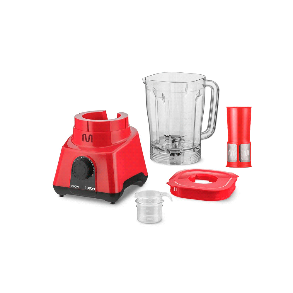 LICUADORA MULTILASER 2.6L JARRA PLASTICO C/FILTRO 1000W 220V ROJO LQ1004 - Imagen 3