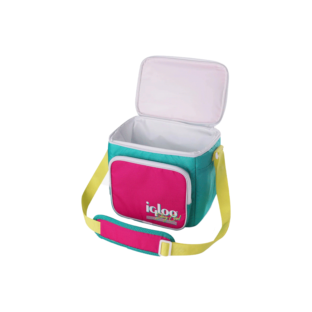 BOLSA TERMICA IGLOO 9 LATAS RETRO SQUARE LUNCH VERDE/ROSA 65479 - Imagen 3