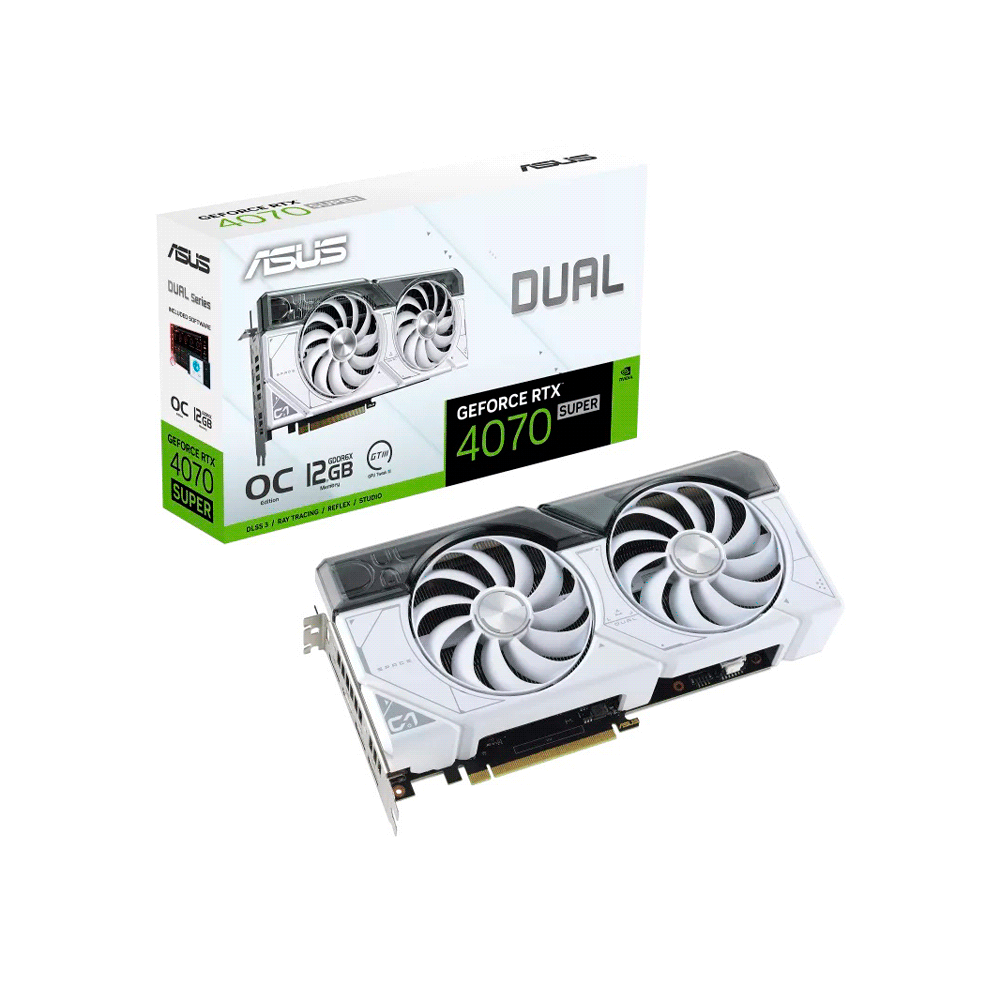 PLACA DE VIDEO ASUS RTX4070 DUAL SUPER OC 12GB WHITE GDD6X DUAL-RTX4070S-O12G-WHITE
