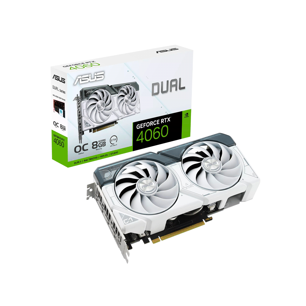 PLACA DE VIDEO ASUS RTX4060 DUAL OC 8GB WHITE GDDR6 DUAL-RTX4060-O8G-WHITE
