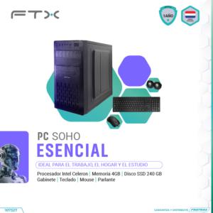 COMPUTADORA FTX SOHO ESENCIAL CELERON/240SSD/4G + TECLADO + MOUSE + PARLANTE