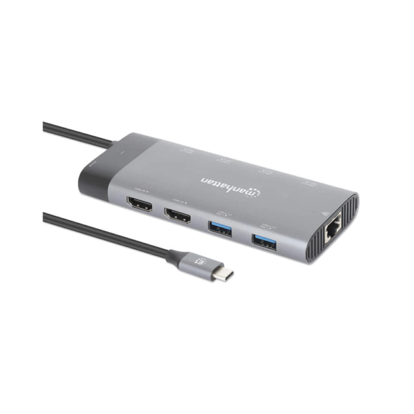 HUB USB-C 3.2 MANHATTAN 10 EN 1 8K/10GBPS/RJ45 GRIS 130714 - Imagen 2