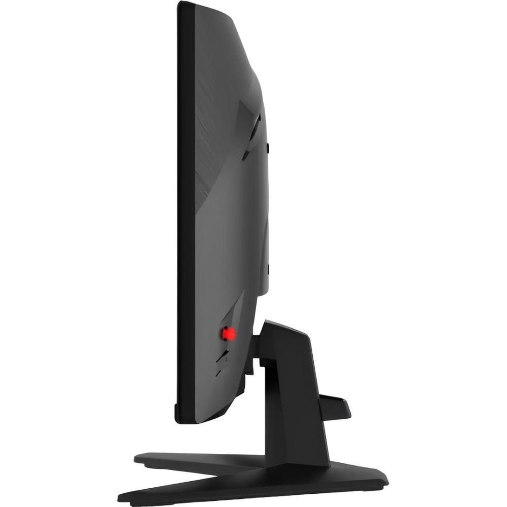 Perfil lateral del monitor gamer MSI MAG 242C que destaca su pantalla ultra delgada y su diseño estilizado de alta tecnología.