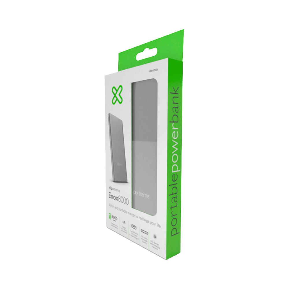 Cargador Klip Power Bank Kbh-175sv Fino 8000mah Gris - Imagen 2