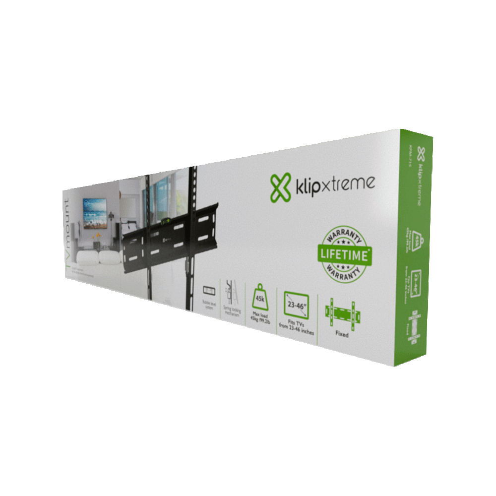 Soporte P/Tv Klip Kpm-715 23" A 46" 45kg Fijo/Pared Negro - Imagen 3