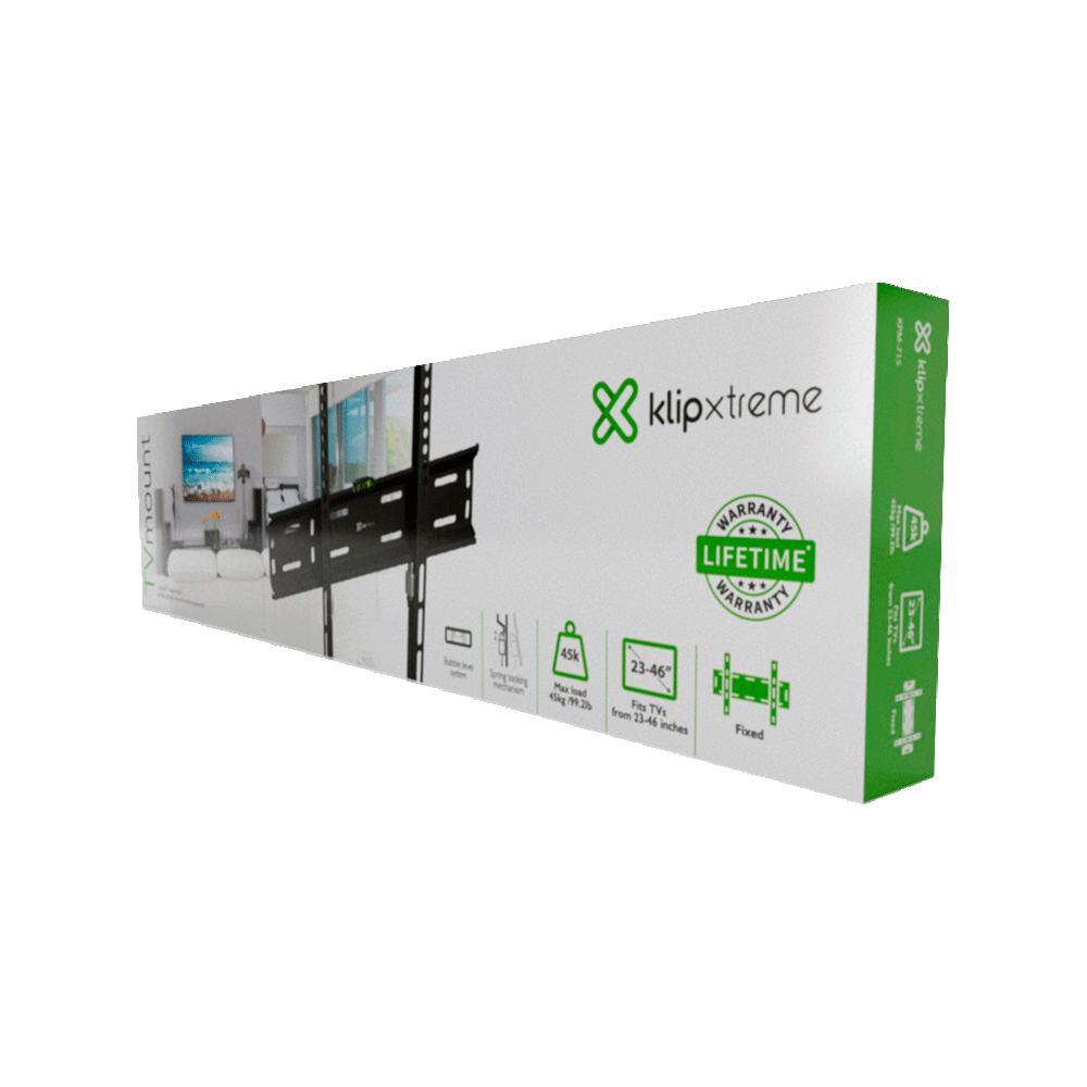 Soporte P/Tv Klip Kpm-715 23" A 46" 45kg Fijo/Pared Negro - Imagen 6