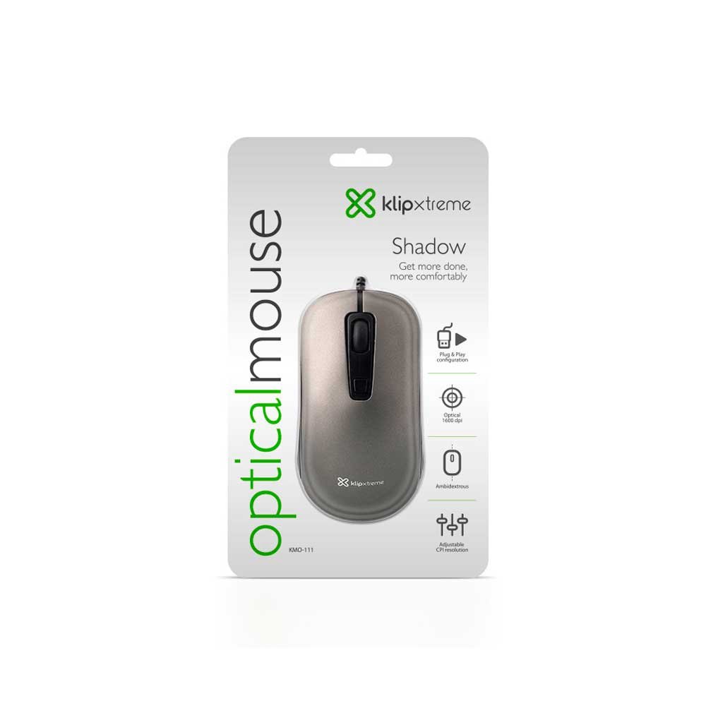 Mouse Klip Usb Kmo-111 1600dpi/Gris - Imagen 4