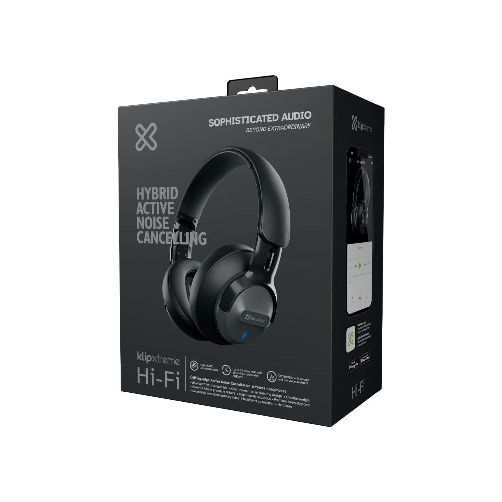 Auricular Con Microfono Klip Knh-750gr Hi-Fi Anc/Bluetooth/3.5mm/Gris - Imagen 4