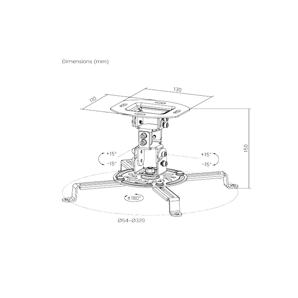 Soporte Para Proyector Ftx Ftx-18f 13.5kg Incl/Gir/Rot360°/Tec/Negro - Imagen 2