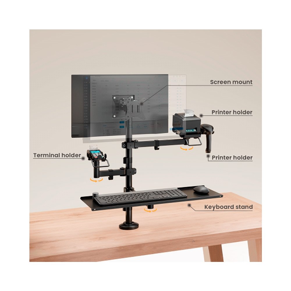 Soporte Para Punto De Venta Imp/2mon/Scan Ftx Ftx-02ld 17" A 32" 9kg/Art/Rot180°/Giro - Imagen 2