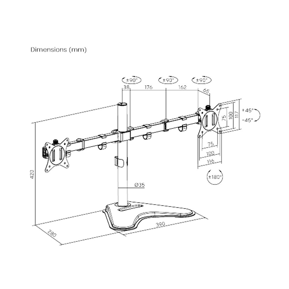 Soporte Para 2 Monitores Ftx Ftx66-T024 17" A 32" 9kg/Art/Inc45°/Gir90°/Rot180° - Imagen 6