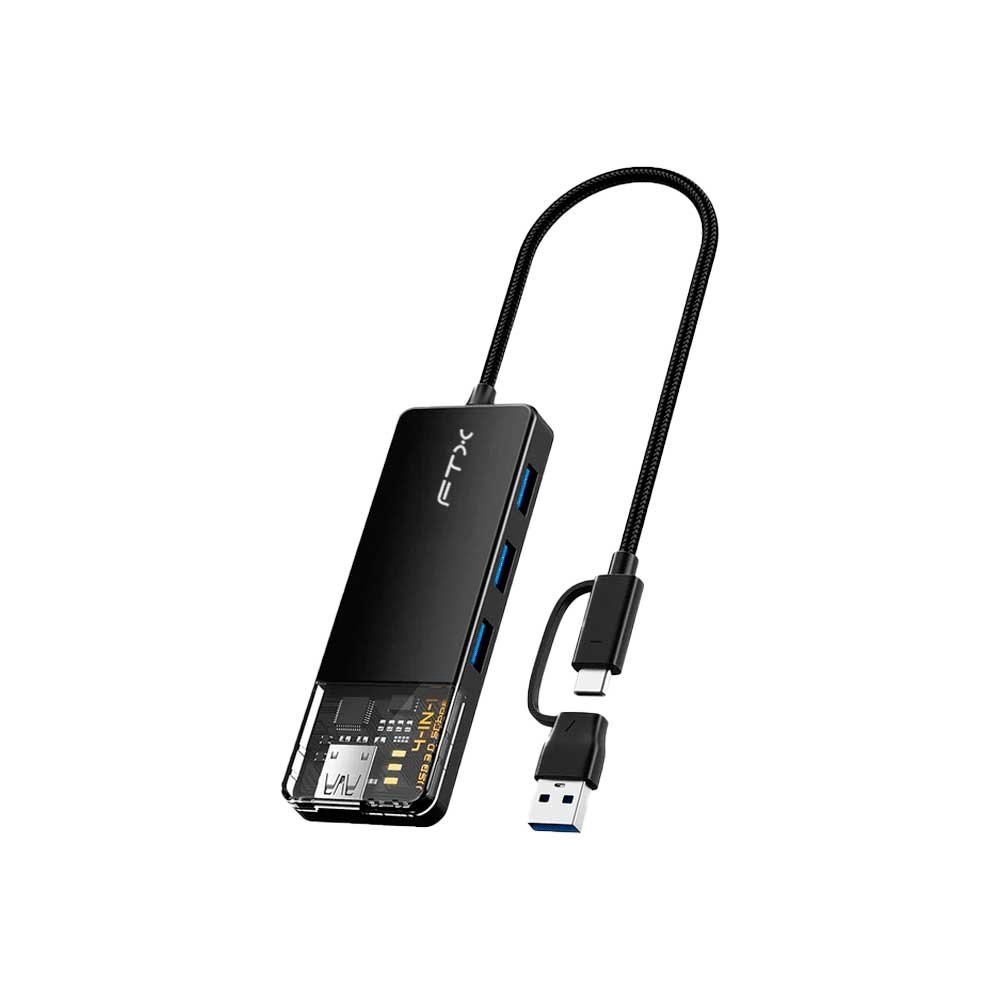 Hub Usb-C 3.0 / Usb-A De 4 Puertos Ftx-Hubt3-Pb 5gbps/5v