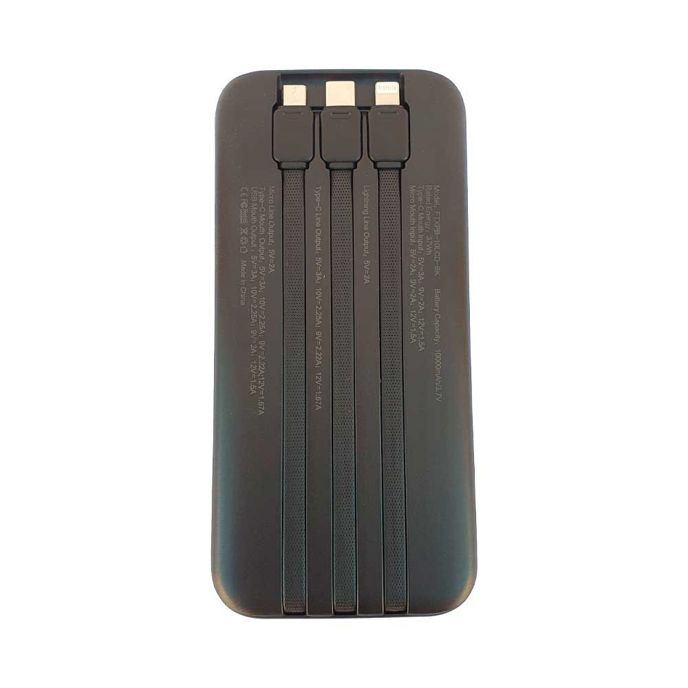 Cargador Portatil Ftx 10000mah 22.5w Pb-10lcd-Bk Power Bank Negro - Imagen 4