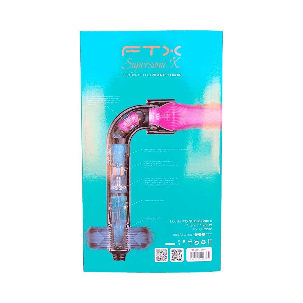 Secador De Cabello Ftx Supersonic X 1700w 220v Lila - Imagen 4