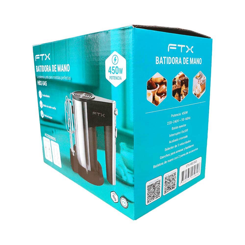 BATIDORA DE MANO FTX 450W 220V 5 VELOCIDADES ACERO INOX HB2-545 - Imagen 6