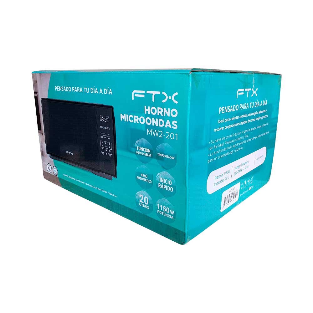 MICROONDAS FTX 20L 1150W 220V DIGITAL C/LUZ INTERNA NEGRO MW2-201 - Imagen 5