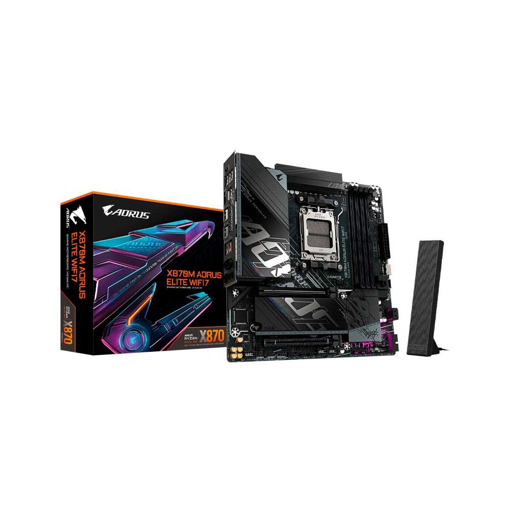 PLACA MADRE GIGABYTE AM5 X870M AORUS ELITE WIFI7 DDR5 S/R/HDMI/2M2/USB4/MATX