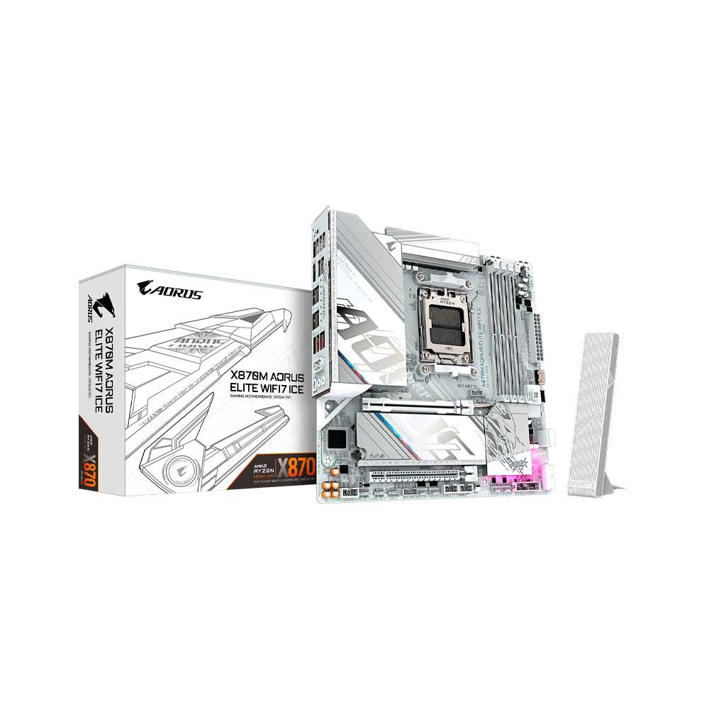 PLACA MADRE GIGABYTE AM5 X870M AORUS ELITE WIFI7 ICE DDR5 S/R/HDMI/2M2/USB4/MATX