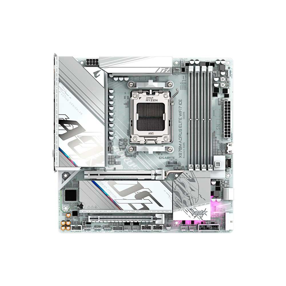 PLACA MADRE GIGABYTE AM5 X870M AORUS ELITE WIFI7 ICE DDR5 S/R/HDMI/2M2/USB4/MATX - Imagen 2
