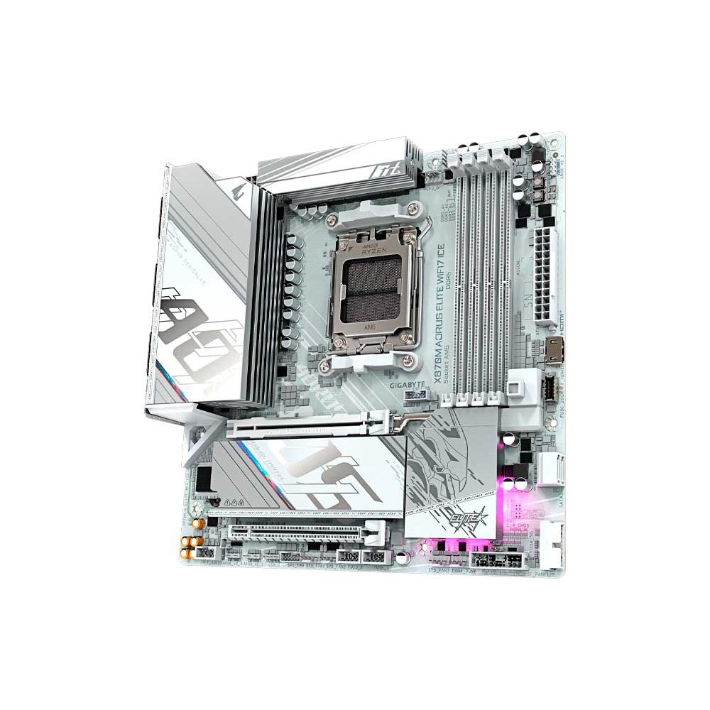 PLACA MADRE GIGABYTE AM5 X870M AORUS ELITE WIFI7 ICE DDR5 S/R/HDMI/2M2/USB4/MATX - Imagen 3