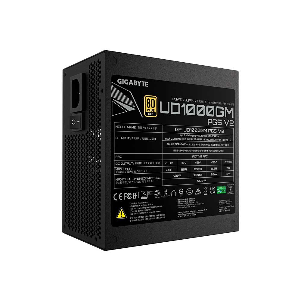 FUENTE 1000W GIGABYTE 80PLUS GOLD FULL MODULAR BIVOLT GP-UD1000GM PG5 V2 - Imagen 3