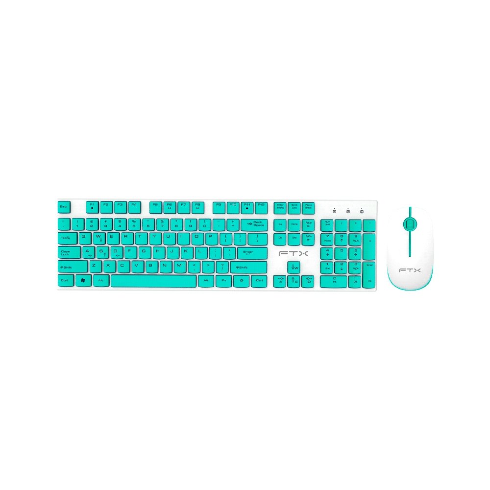Teclado + Mouse Ftx Wireless Ftxgk600 Numerico/EspañOl Blanco/Verde