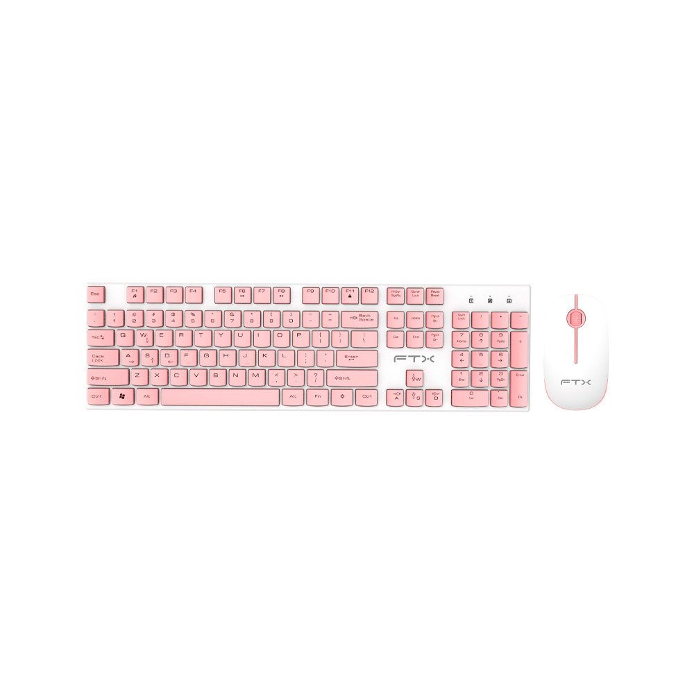 Teclado + Mouse Ftx Wireless Ftxgk600 Numerico/EspañOl Blanco/Rosa